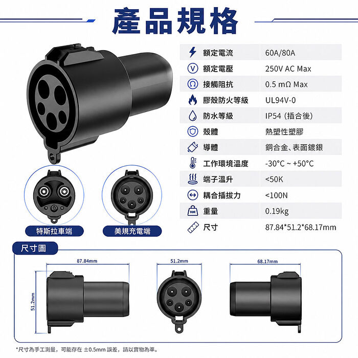 【綠行家】J1772(CCS1)充電槍 轉 特斯拉TPC(NACS) 車端插口 專用轉接頭