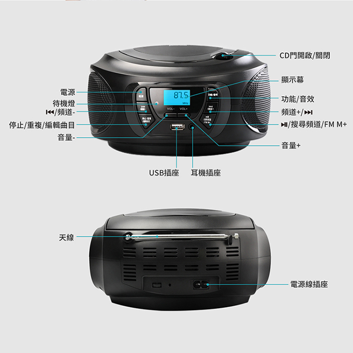 WONDER 旺德 手提CD/MP3/USB音響(WS-B037U)