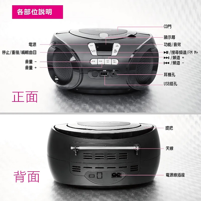 WONDER 旺德 手提CD/MP3/USB音響(WS-B028U)