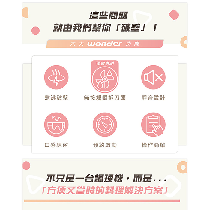 【WONDER 旺德】可拆刀片萬用加熱型調理機(WH-M13B)