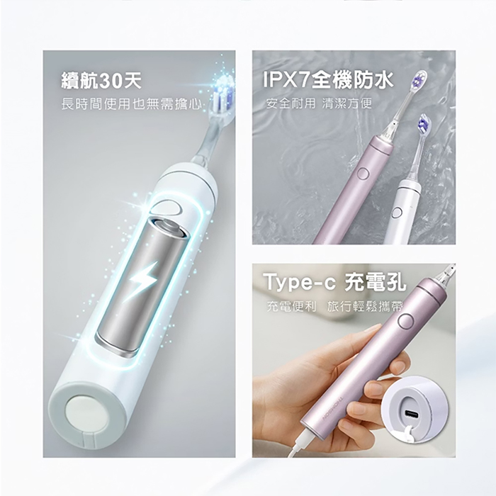 THOMSON 智慧護齦掃震/音波震動/UV照護 多合一牙刷(TM-SAR02TB)