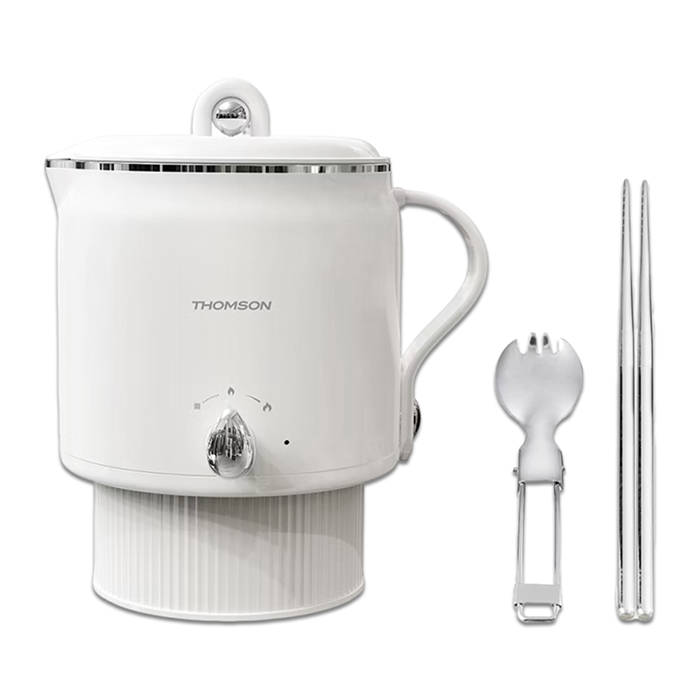 THOMSON 304陶瓷雙電壓防燙旅行美顏鍋 奶油白(TM-SAK66)