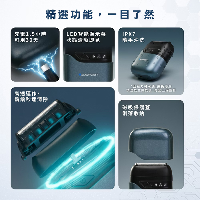 BLAUPUNKT 德國藍寶 電動往復式防水刮鬍刀(BPH-R06BU)
