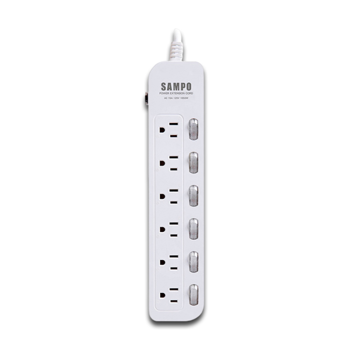 【SAMPO 聲寶】六開六插電源延長線-6尺(EL-W66R6)