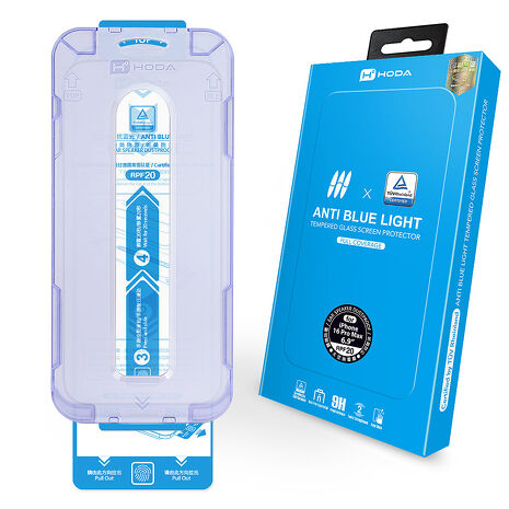 hoda【 iPhone 16系列】抗藍光滿版玻璃保護貼 附無塵太空艙貼膜神器