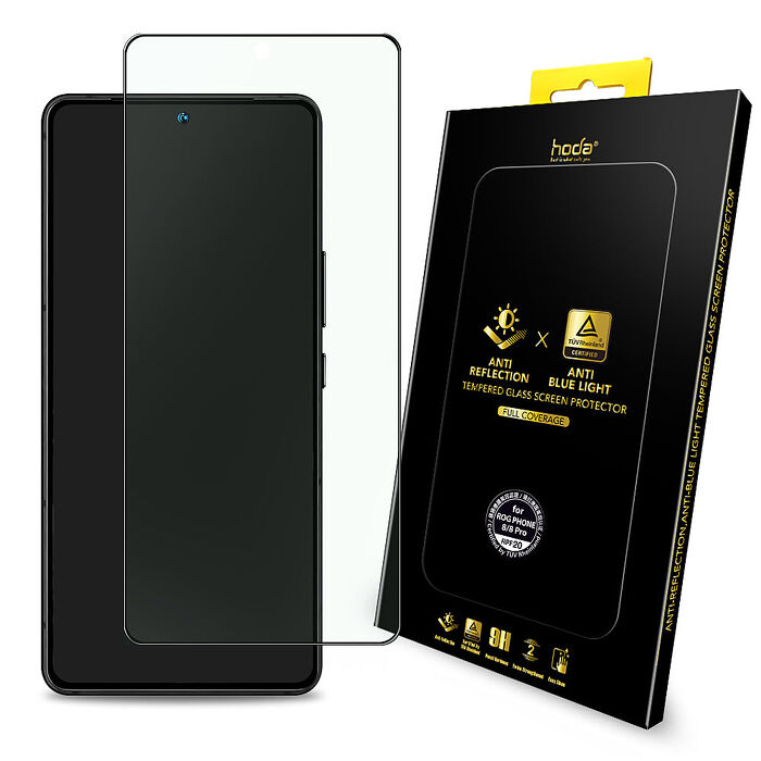 hoda【ASUS Rog Phone 9/8系列】AR抗反射抗藍光玻璃玻璃貼(德國萊因TÜV RPF20認證)