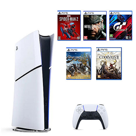 PS5 Slim 光碟版主機+精選遊戲10選一《贈手把收納包》