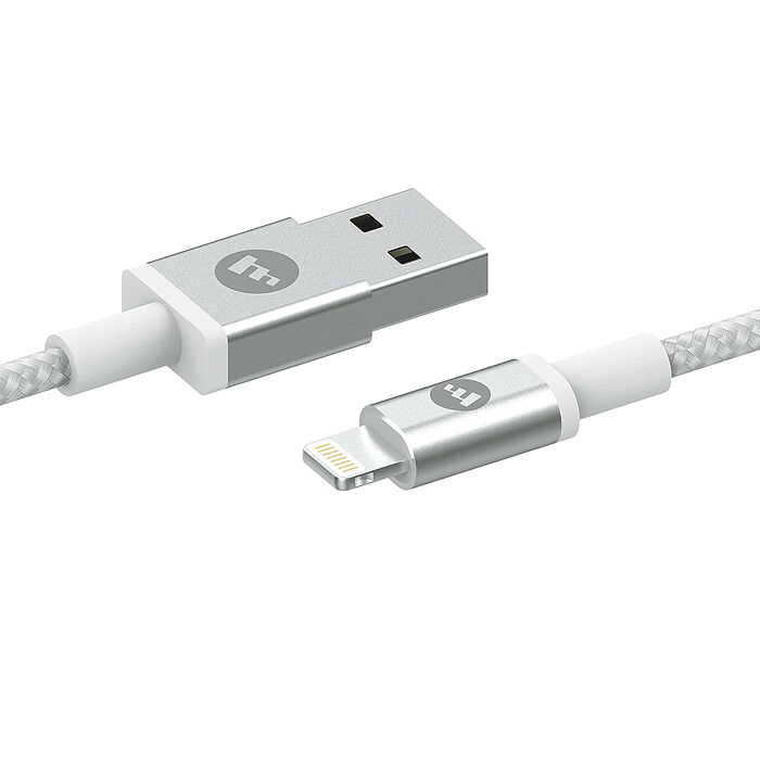 【mophie】MFi認證  USB-A To Lightning 編織快速充電傳輸線-白色300cm
