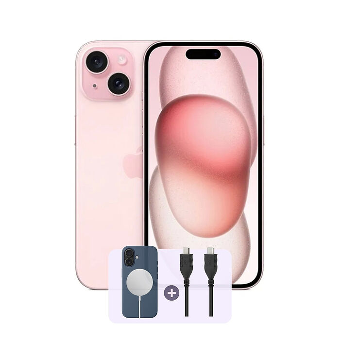 【福利品】Apple iPhone 15 128G (品況佳/保固6個月/附檢測證明) 粉色 ▼贈磁吸殼+快充線