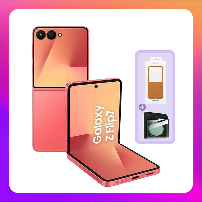 Samsung Galaxy Z Flip7 (12G/256G) AI 旗艦摺疊手機 輕緋紅 (原廠認證福利品) 附螢幕保貼 ▼贈原廠保護殼
