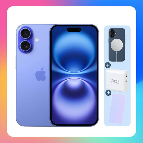 【福利品】Apple iPhone 16 128G 湛海藍 (電池健康度100%)▼贈磁吸保護殼+螢幕保貼+36W快充