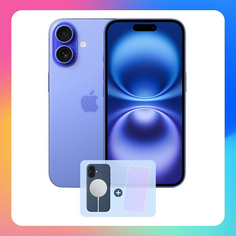 Apple iPhone 16 128G 湛海藍【原廠盒裝全新配件福利品】▼贈磁吸保護殼+螢幕保貼