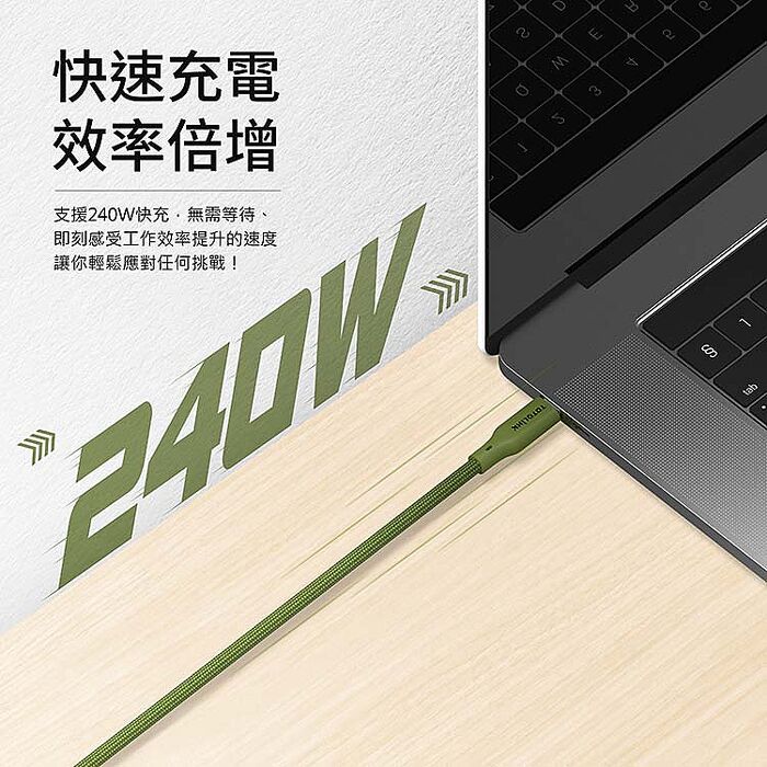 TOTOLINK Type-C 1M 240W 強化編織 快充傳輸線 充電線 5A  安卓 iPhone15 平板小筆電