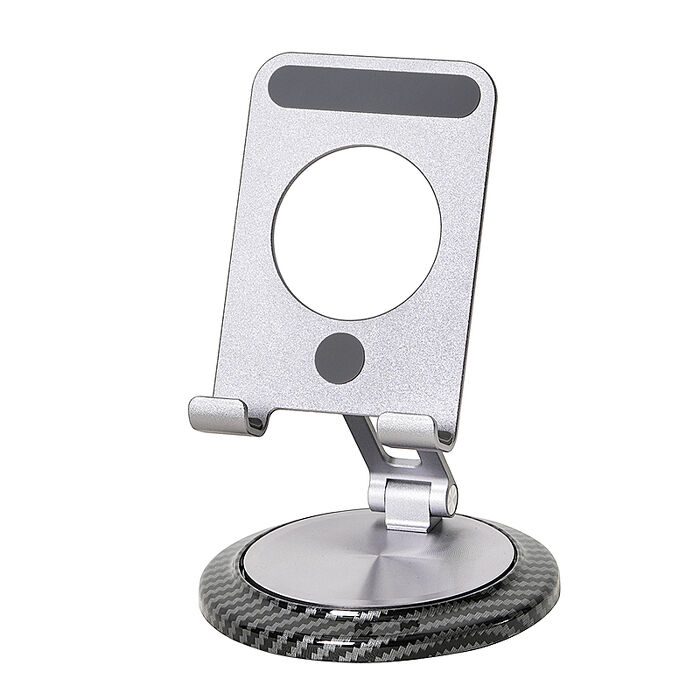 TOTOLINK 多功能 旋轉手機支架 便攜手機支架 碳纖維摺疊手機支架-亮銀灰