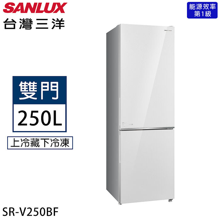 SANLUX台灣三洋 250公升一級能效變頻雙門冰箱 SR-V250BF【加碼送】