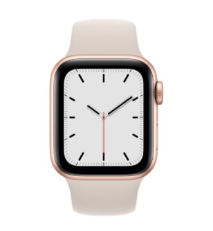 Apple Watch SE GPS版 44mm 金色鋁金屬錶殼配星光色運動錶帶(MKQ53TA/A)(美商蘋果)【專屬】