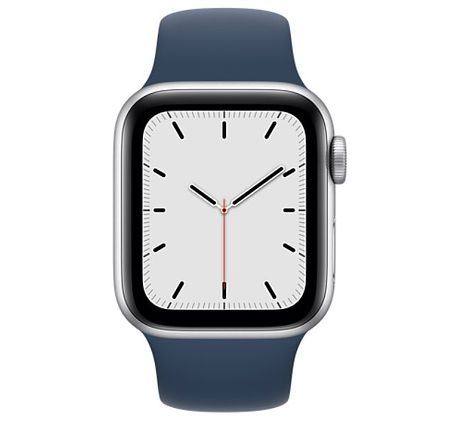 Apple Watch SE GPS版 44mm銀色鋁金屬錶殼配藍色運動錶帶(MKQ43TA/A)(美商蘋果)【專屬】