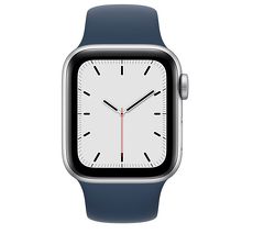 【快速出貨】Apple Watch SE GPS版 44mm銀色鋁金屬錶殼配藍色運動錶帶(MKQ43TA/A)(美商蘋果)【專屬】