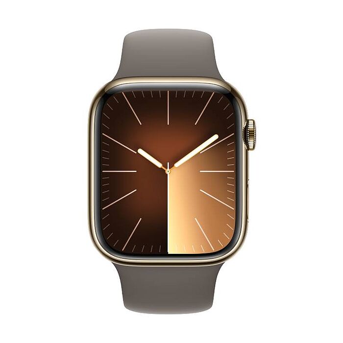 Apple Watch S9 LTE版 45mm(S/M)金色不鏽鋼錶殼配陶土色運動錶帶(MRMR3TA/A)