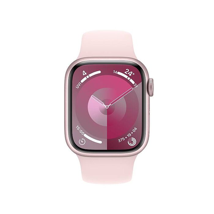 Apple Watch S9 GPS版 41mm(S/M)粉紅色鋁金屬錶殼配淡粉色運動錶帶(MR933TA/A)