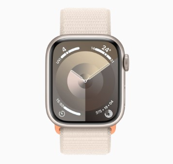 Apple Watch S9 GPS版 45mm星光色鋁金屬錶殼配星光色運動型錶環(MR983TA/A)