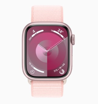 Apple Watch S9 GPS版 45mm粉紅色鋁金屬錶殼配淡粉色運動型錶環(MR9J3TA/A)