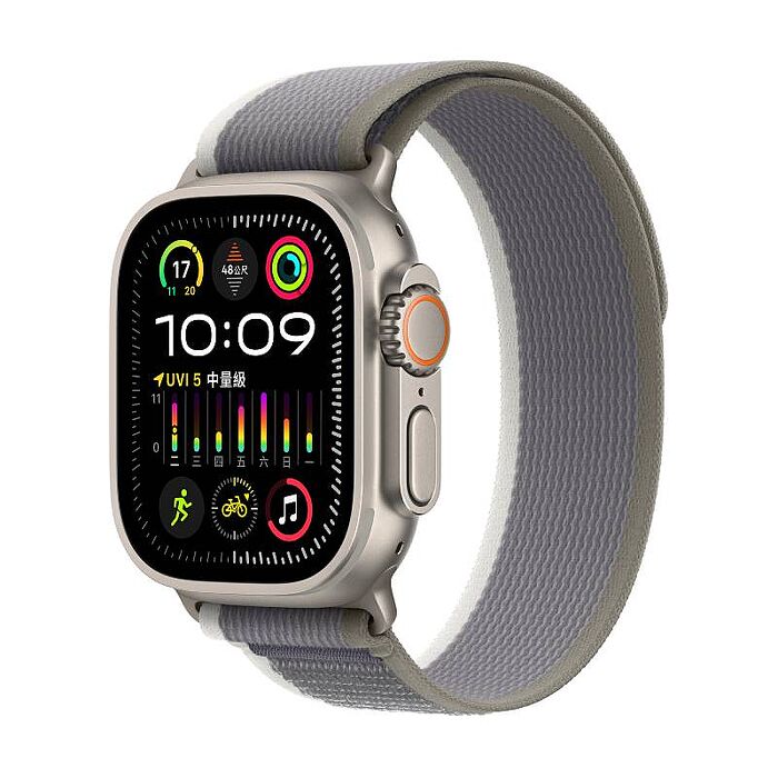 【領券再折】Apple Watch Ultra 2 LTE版 49mm(M/L)鈦金屬錶殼配綠色配灰色越野錶環(MRF43TA/A)