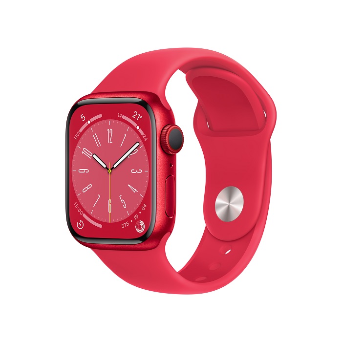 Apple Watch Series 8 GPS版 41mm紅色鋁金屬錶殼配紅色運動錶帶(MNP73TA/A)【全新出清品】