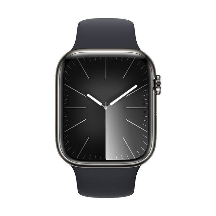 Apple Watch S9 LTE版 41mm(M/L)石墨色不鏽鋼錶殼配午夜色運動錶帶(MRJ93TA/A)【全新出清品】