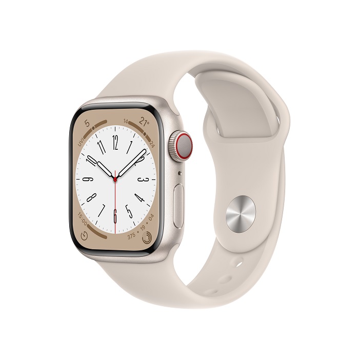 Apple Watch Series 8 LTE版 45mm星光色鋁金屬錶殼配星光色運動錶帶(MNK73TA/A)【全新出清品】