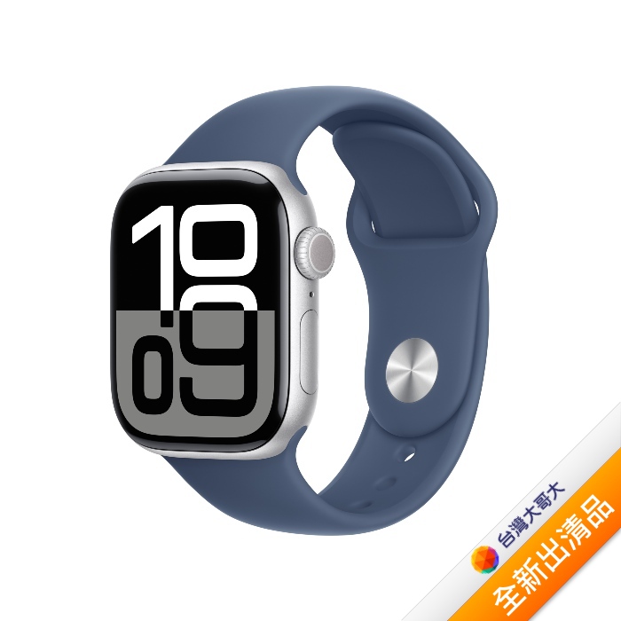 Apple Watch S10 GPS版 42mm(S/M)銀色鋁金屬錶殼配丹寧色運動錶帶(MWWA3TA/A)【全新出清品】