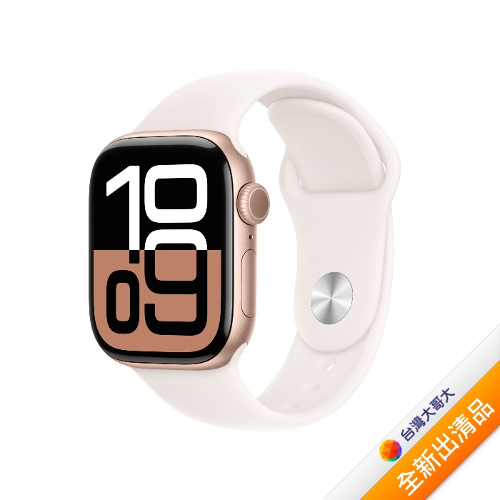 Apple Watch S10 GPS版 46mm(S/M)玫瑰金色鋁金屬錶殼配淡胭粉色運動錶帶(MWWT3TA/A)【全新出清品】