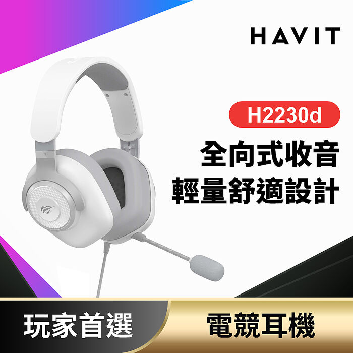【Havit 海威特】H2230d 高階旋轉耳罩式耳機(折疊180度)