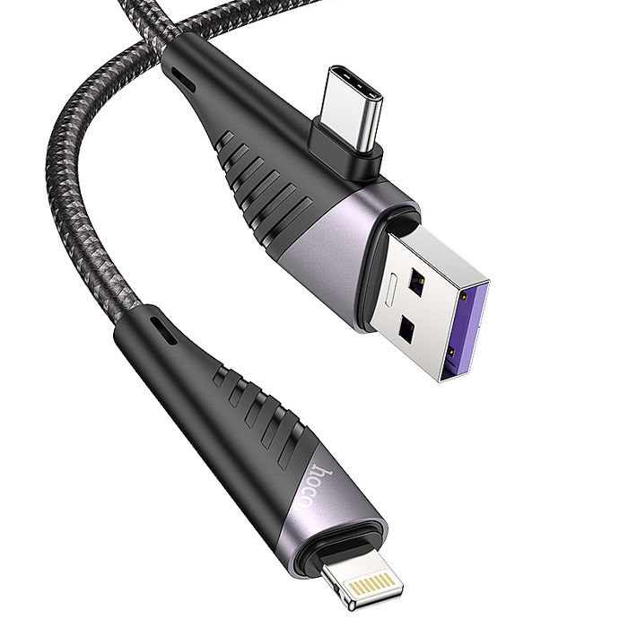 hoco. 浩酷 U95 二合一 拓途PD充電數據線 (USB/Type-C to Lightning) 快充 充電線 傳輸線 Apple 蘋果