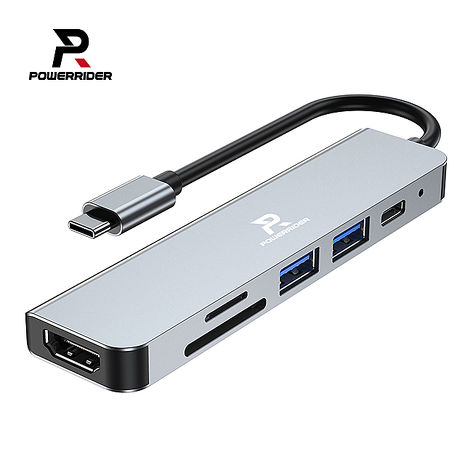PowerRider HB-P6 六合一多功能集線器 Type c 轉接 USB 3.0 轉換 HDMI PD 充電