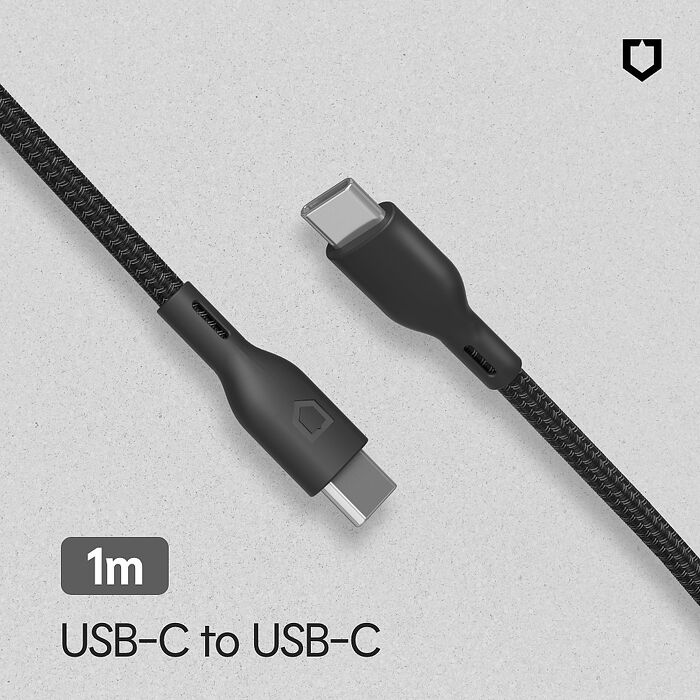 RHINOSHIELD 犀牛盾 USB-C to USB-C 黑色編織傳輸/充電線 1公尺(Android/iPad適用Type C)