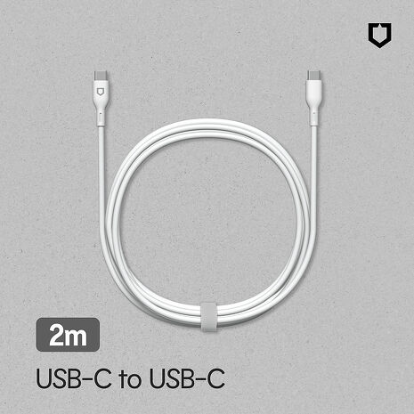 RHINOSHIELD 犀牛盾 USB-C to USB-C 白色傳輸/充電線 2公尺(Android/iPad適用Type C)