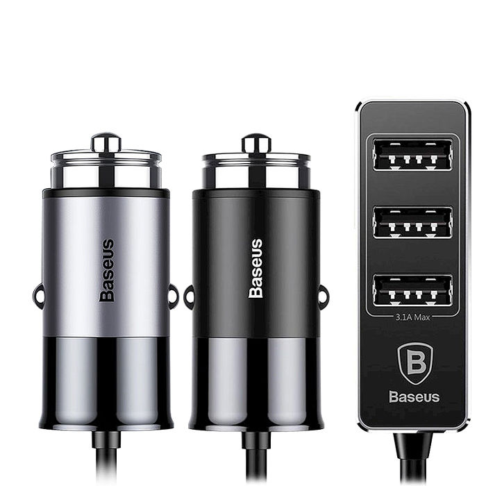 Baseus 4接口輸出1 5米智能usb車充延長線車用前後排快充充電器台灣公司貨 耳機 穿戴 手機配件 Myfone購物 Baseus 4接口輸出1 5米智能usb車充延長線車用前後排快充充電器台灣公司貨 耳機 穿戴 手機配件 Myfone購物