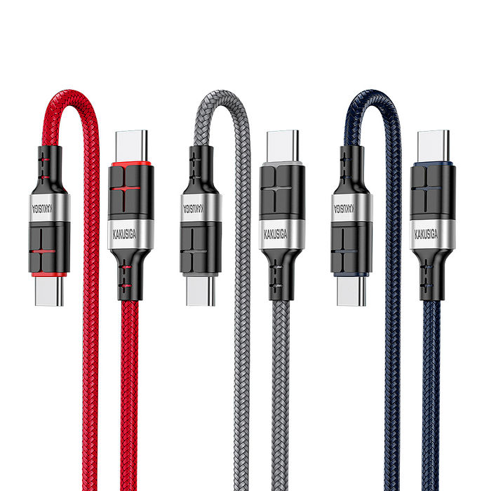 KAKUSIGA 60W抗彎折超級快充線 Type-C to Type-C 鋁合金傳輸充電線(1.2M)