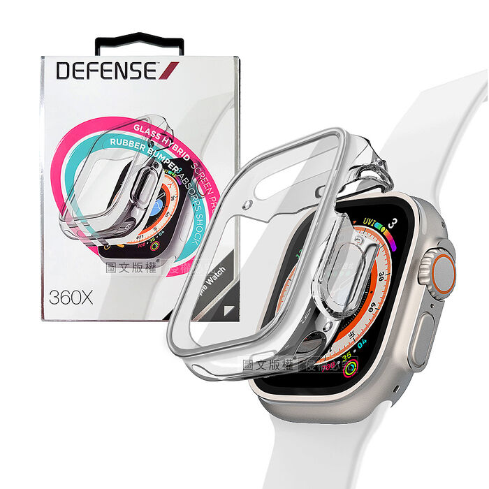 刀鋒360X系列Apple Watch Ultra (49mm) 全包覆透明軟膠防撞殼玻璃貼+
