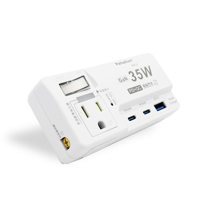 氮化鎵GaN 1開2插 PD35W高效能閃充 TYPE-C QC USB壁插插座/擴充座/轉接插頭 110V專用 R-62PLC