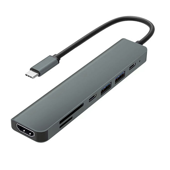 4K高畫質 7合1多功能轉接器 USB-C to HDTV+Type-C+USB+SD+TF 支援PD87W快充 擴充集線讀卡機