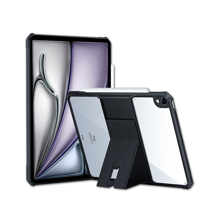 XUNDD 軍事氣囊 2025/2024 iPad Air7/Air6 11吋 共用 隱形支架殼 平板防摔保護套(極簡黑)