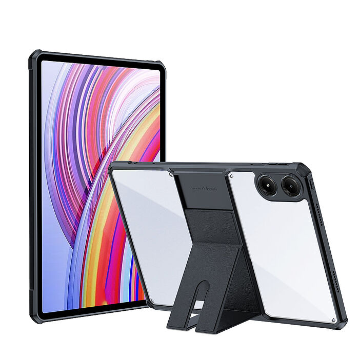 XUNDD 軍事氣囊 紅米Redmi Pad Pro 12.1吋 隱形支架殼 平板防摔保護套(極簡黑)