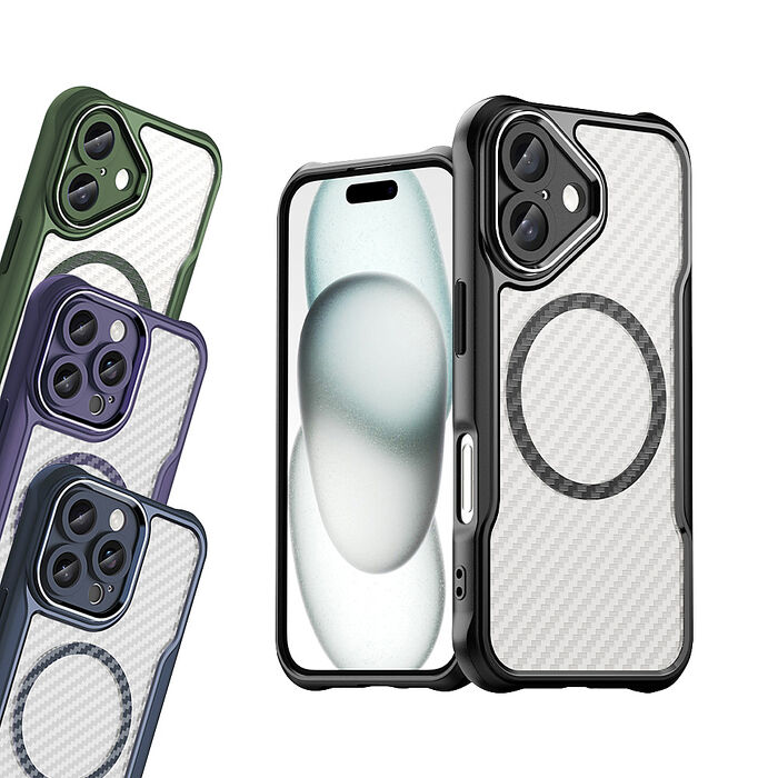 領先Pro iPhone 16 系列 鋁合金鏡頭框 碳纖紋磁吸防摔殼 手機殼