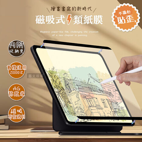 Antiglare 2025/2024 iPad Air7/Air6 11吋 共用 磁吸可拆式類紙膜 繪畫筆記專用膜保護貼