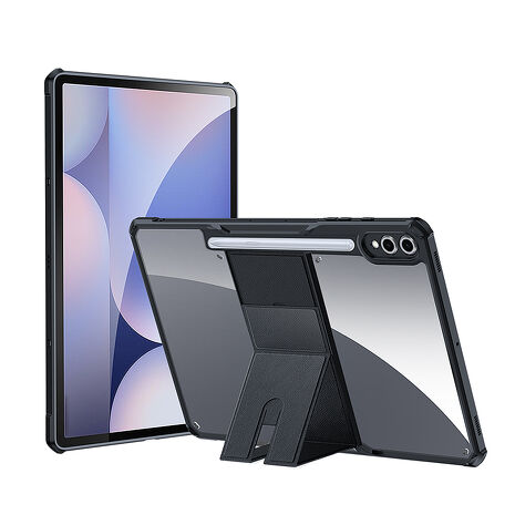 XUNDD訊迪 軍事氣囊 三星 Galaxy Tab S10+/S9+ 12.4吋 隱形支架殼 平板防摔保護套(極簡黑)
