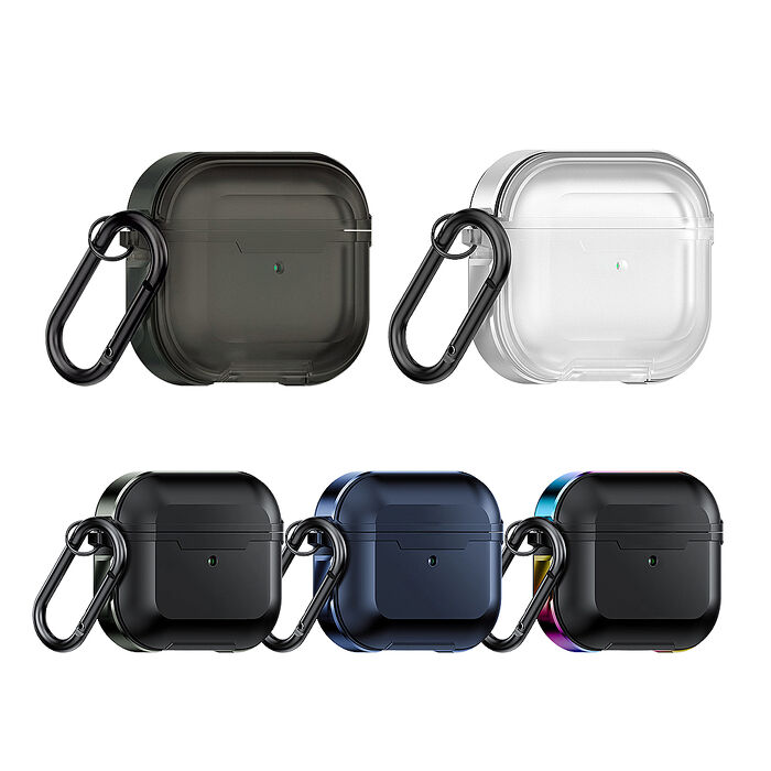 AirPods 4 第4代 軍盾鎧甲防摔 鋁合金抗衝擊邊框 耳機保護殼套 附金屬扣環