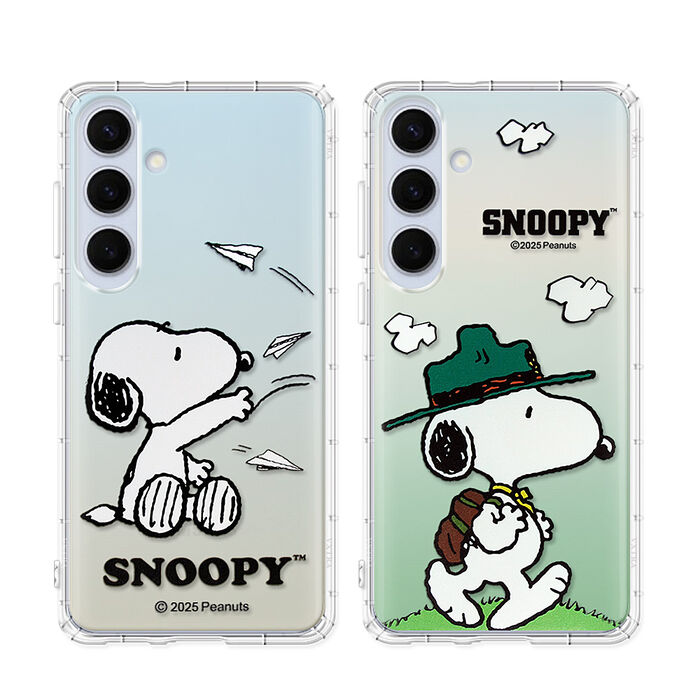 史努比/SNOOPY 正版授權 三星 Galaxy S25 系列 漸層彩繪空壓手機殼 (紙飛機/郊遊)