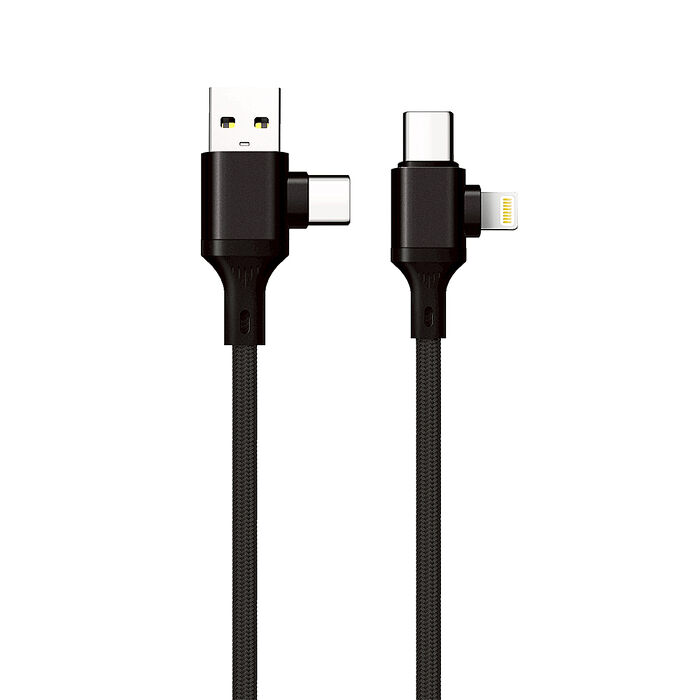 Songwin 4in1 66W USB-A/C to USB-C/Lightning 雙插頭快充傳輸線(120cm)